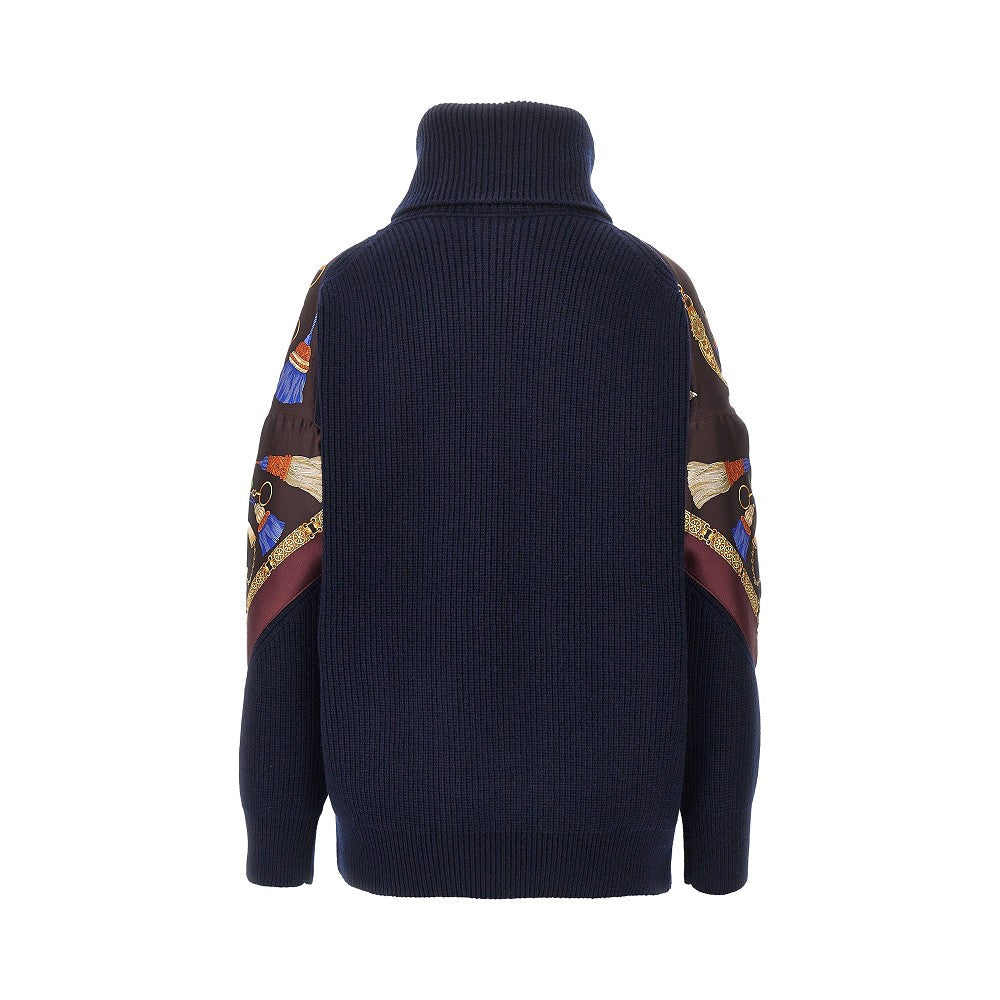 wool and cashmere sweater with silk insert