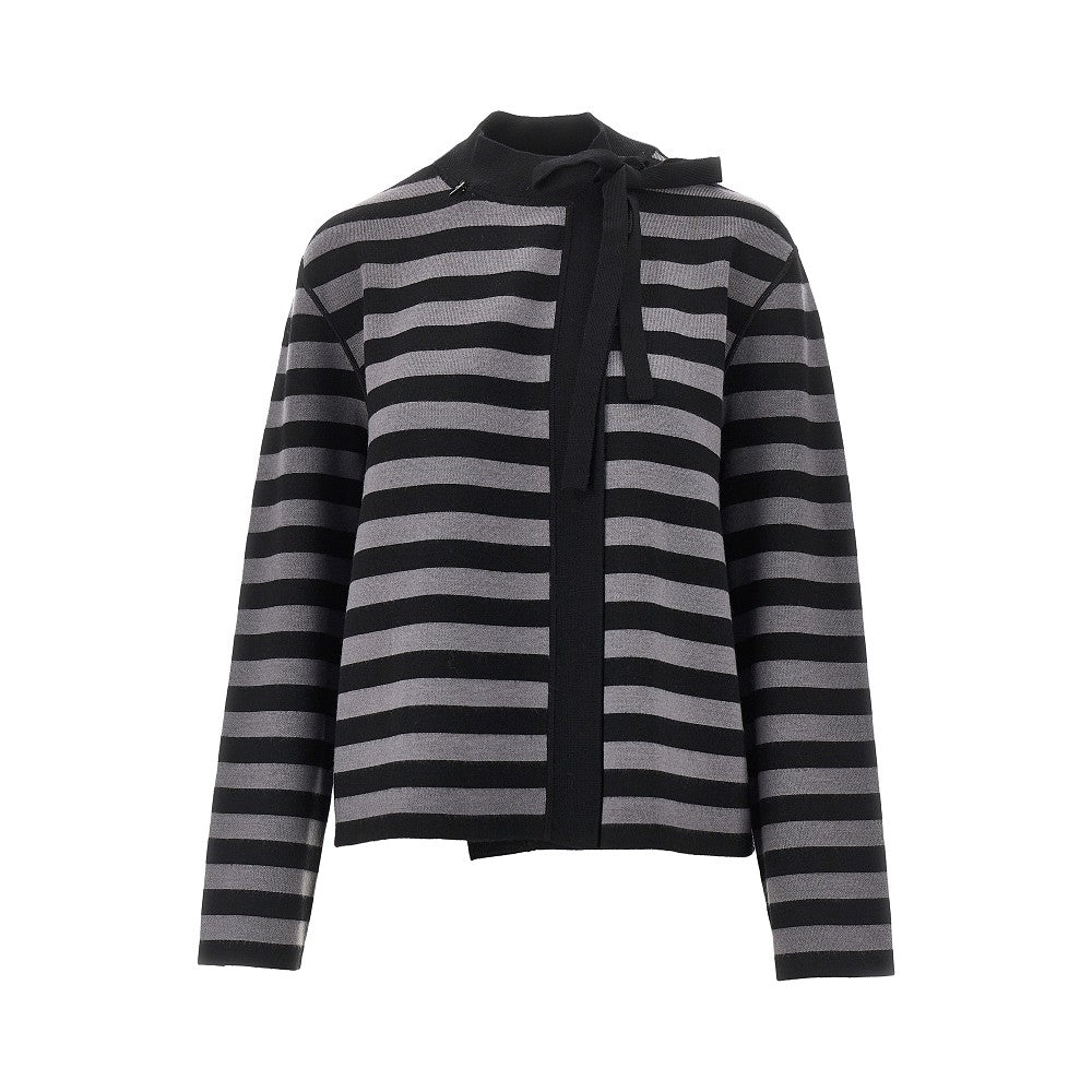 EMPORIO ARMANI S self-tie closure striped wool cardigan