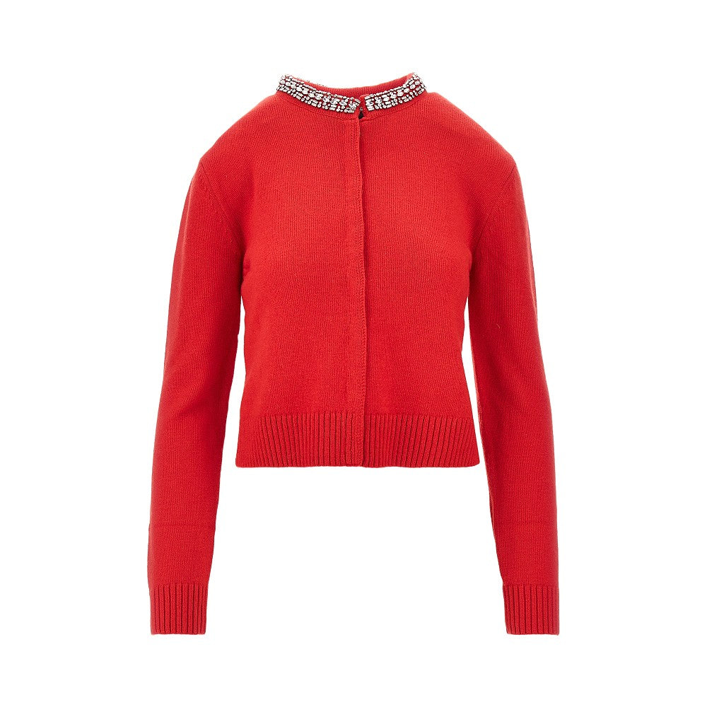 wool-blend cardigan with crystals