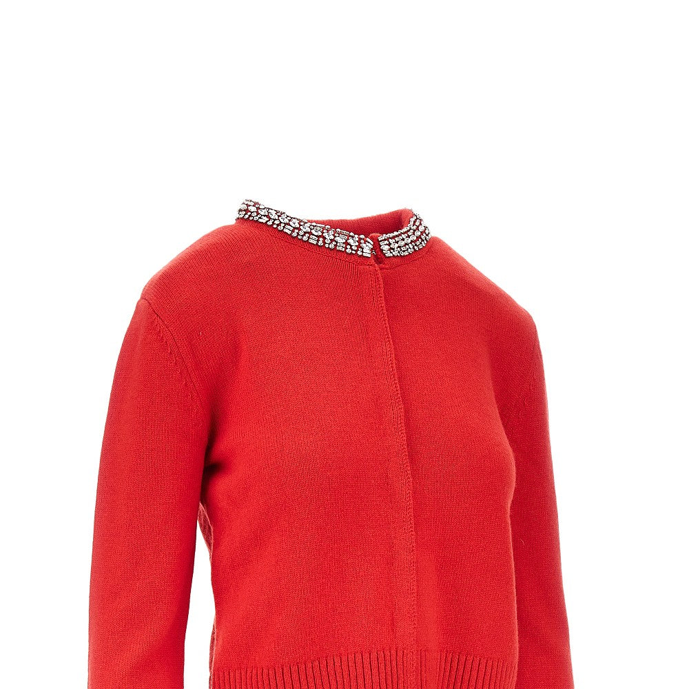 wool-blend cardigan with crystals