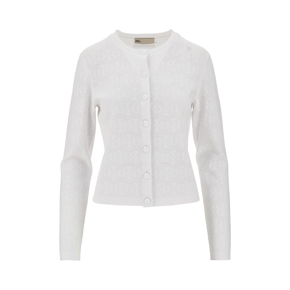 TORY BURCH S t monogram pointelle knit cardigan