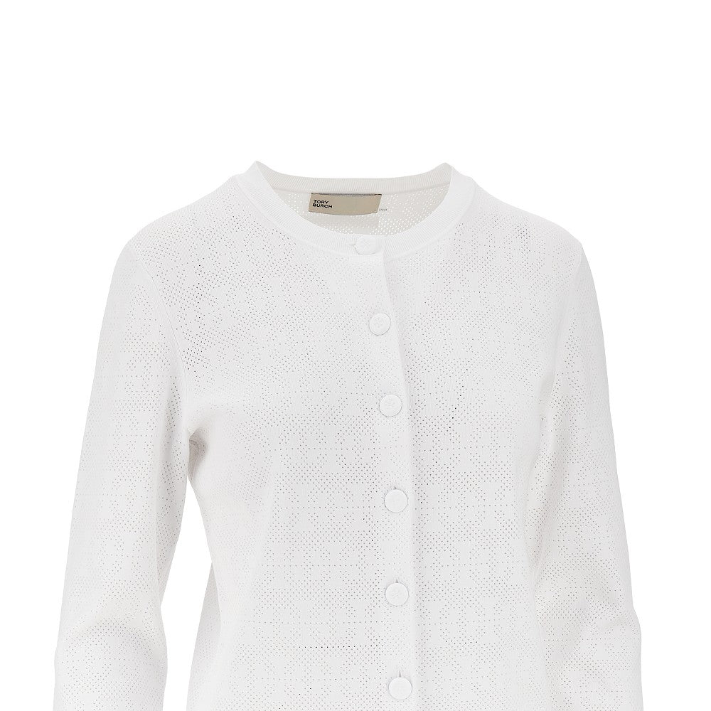 TORY BURCH S t monogram pointelle knit cardigan