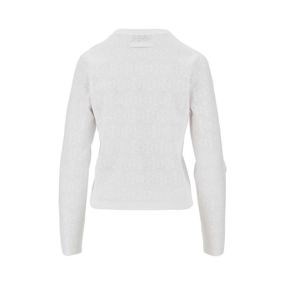 t monogram pointelle knit cardigan