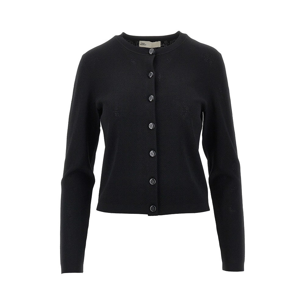 TORY BURCH S t monogram pointelle knit cardigan