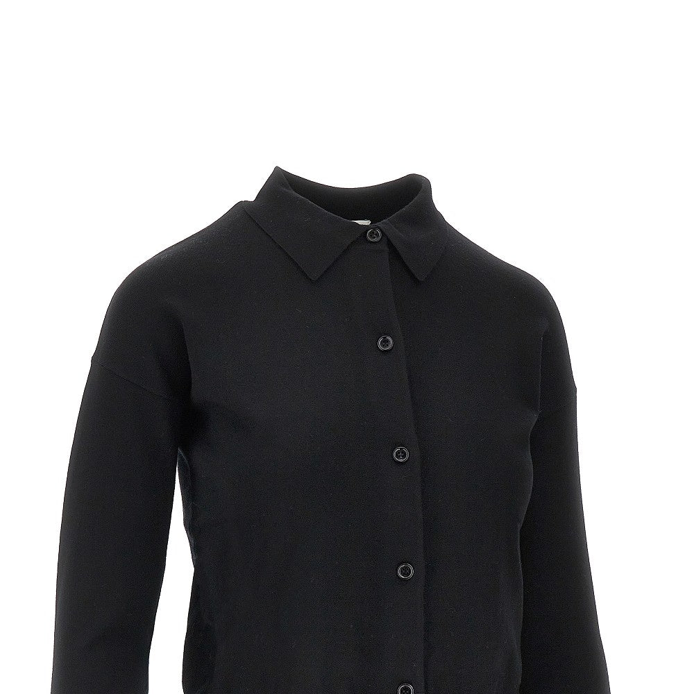 wool-blend cardigan with collar