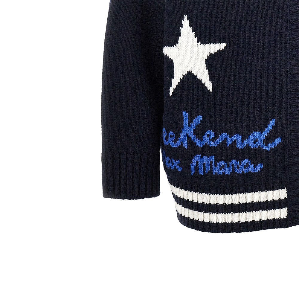 knitted cardigan with logo