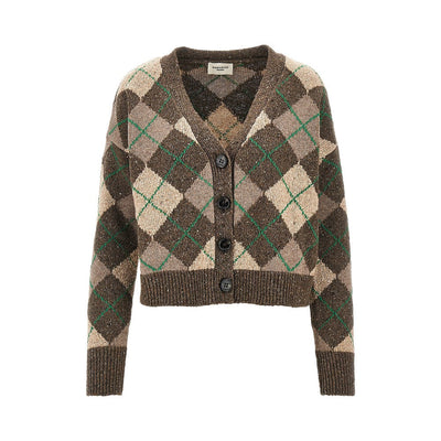 wool-blend argyle cardigan