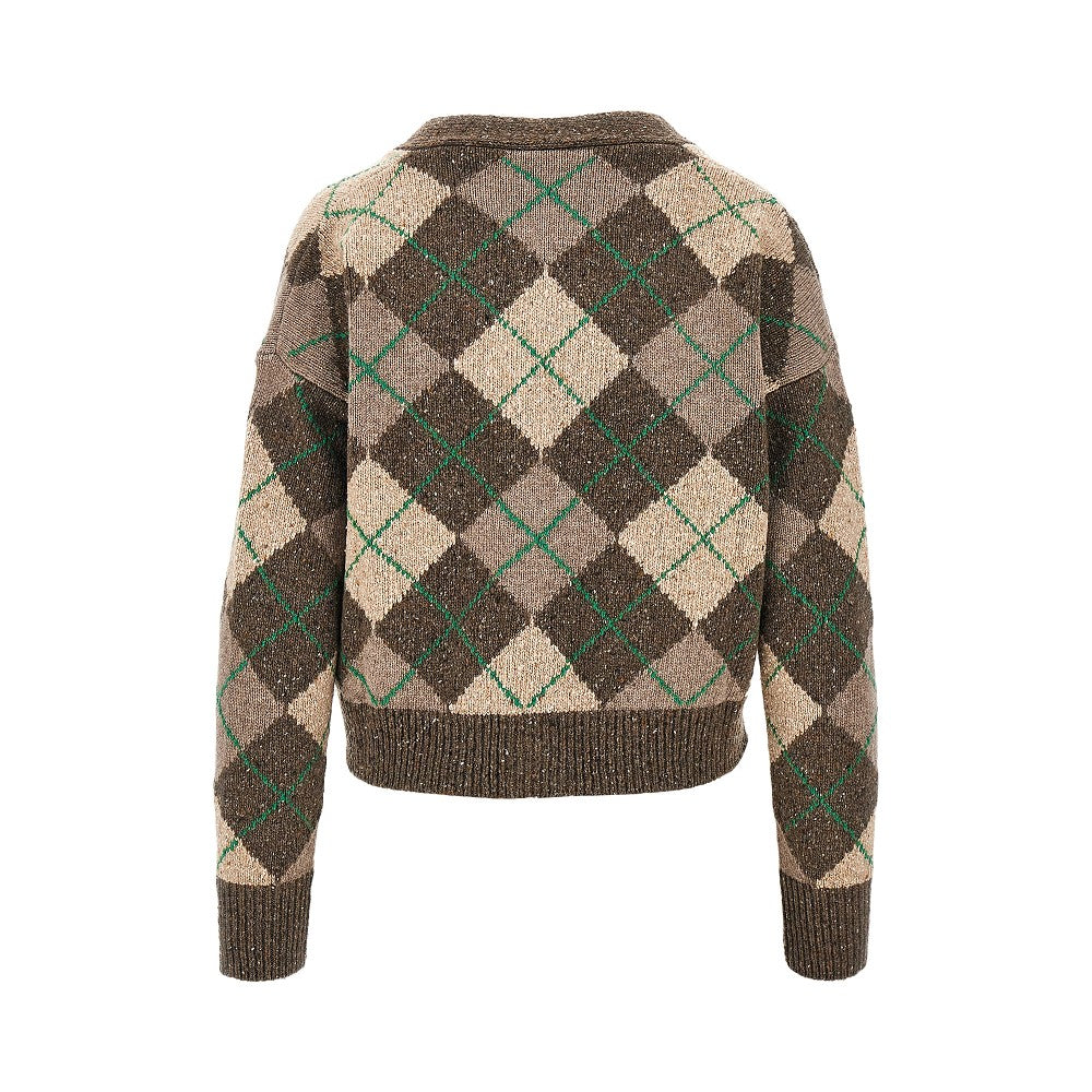 wool-blend argyle cardigan