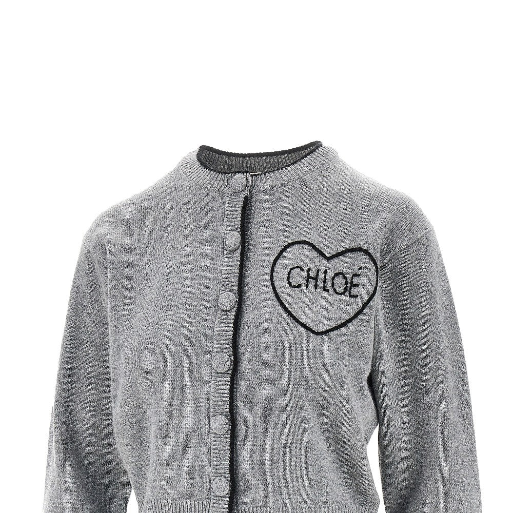 logo embroidery wool and cashmere cardigan