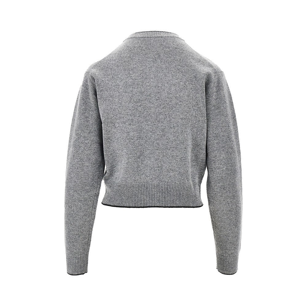 logo embroidery wool and cashmere cardigan