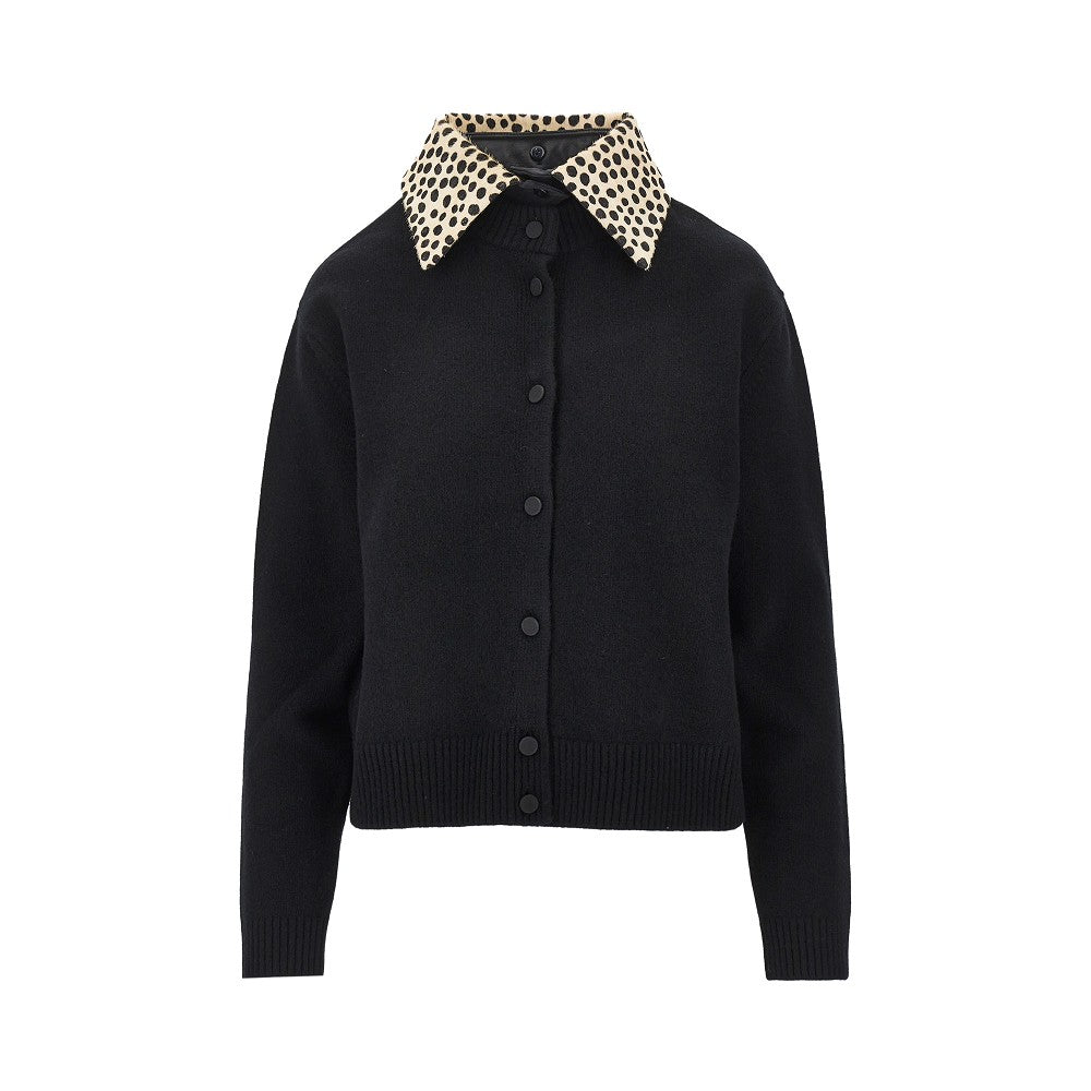 ROHE 36 cheetah-print collar wool cardigan