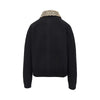 cheetah-print collar wool cardigan