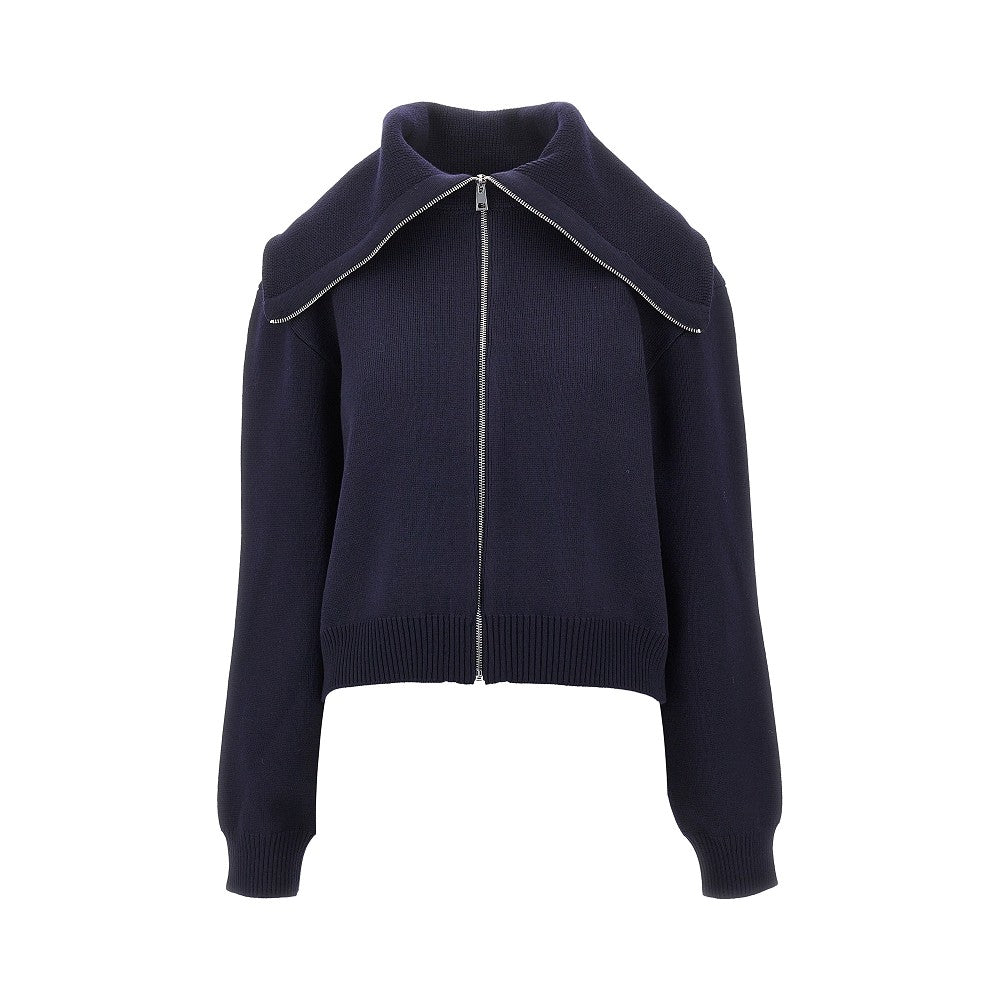 stretch wool full-zip cardigan