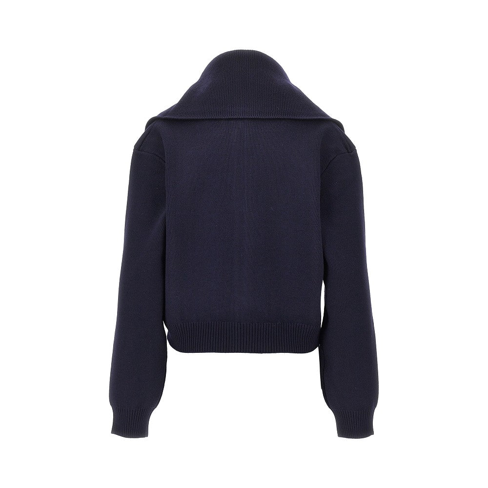 stretch wool full-zip cardigan