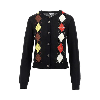knitted cardigan with diamond motif