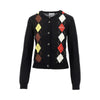 knitted cardigan with diamond motif