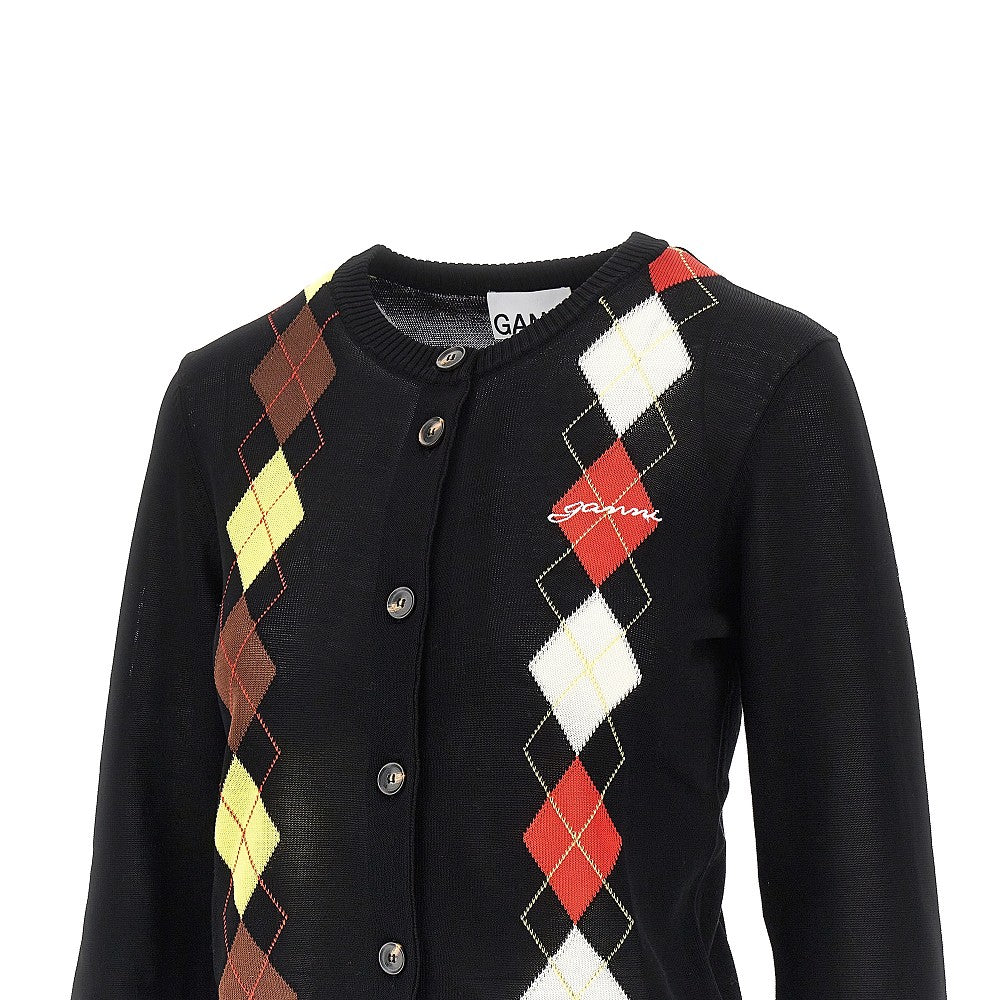 GANNI XS knitted cardigan with diamond motif