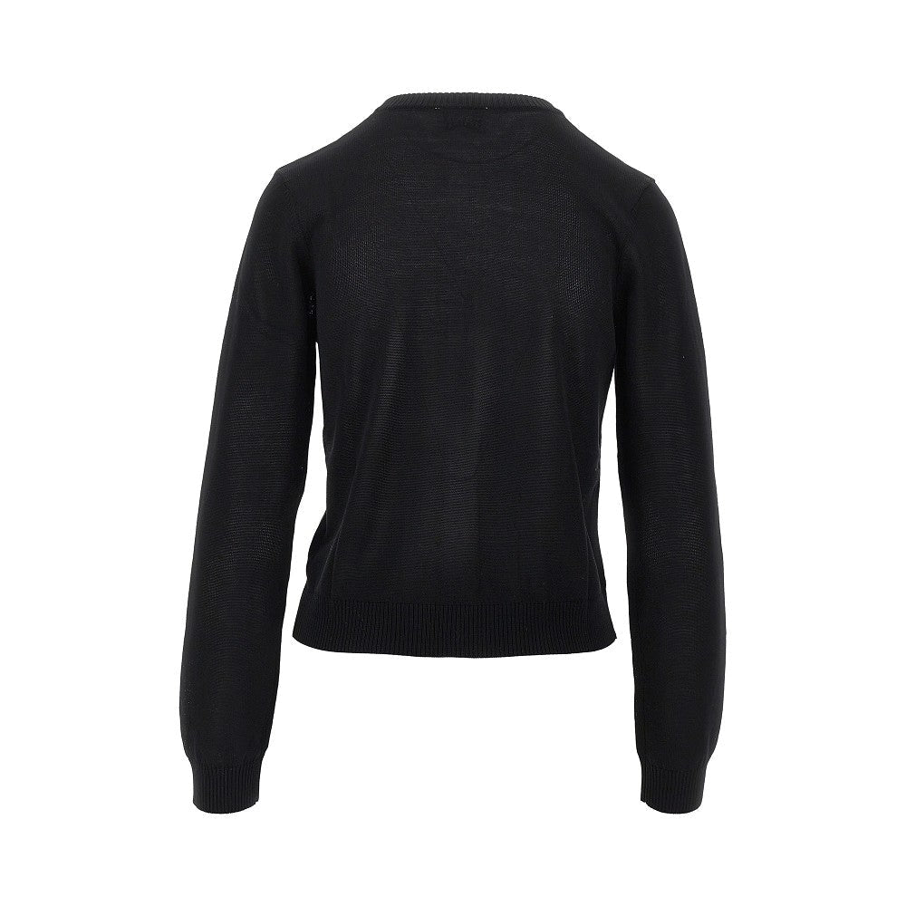 knitted cardigan with diamond motif