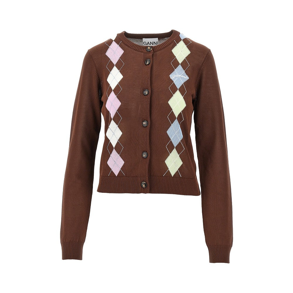 GANNI S knitted cardigan with diamond motif