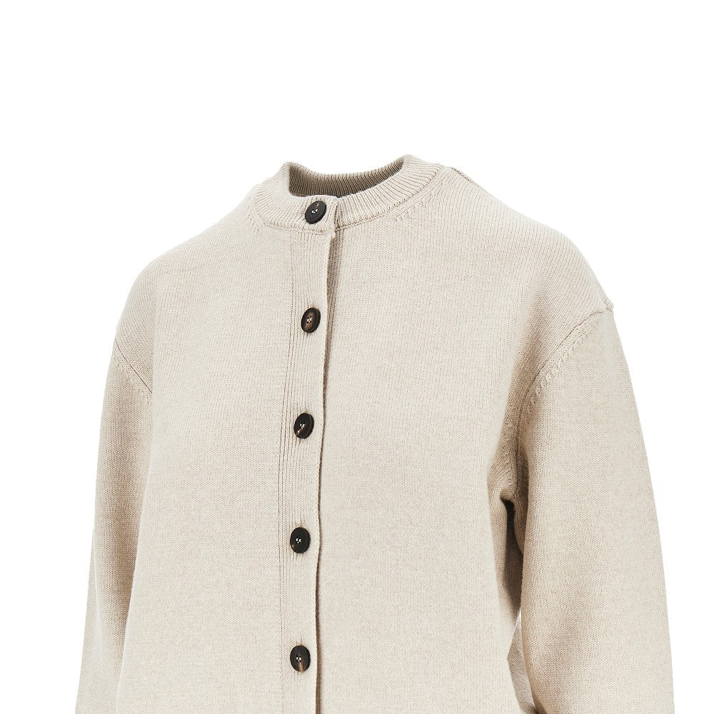 logo intarsia merino wool cardigan