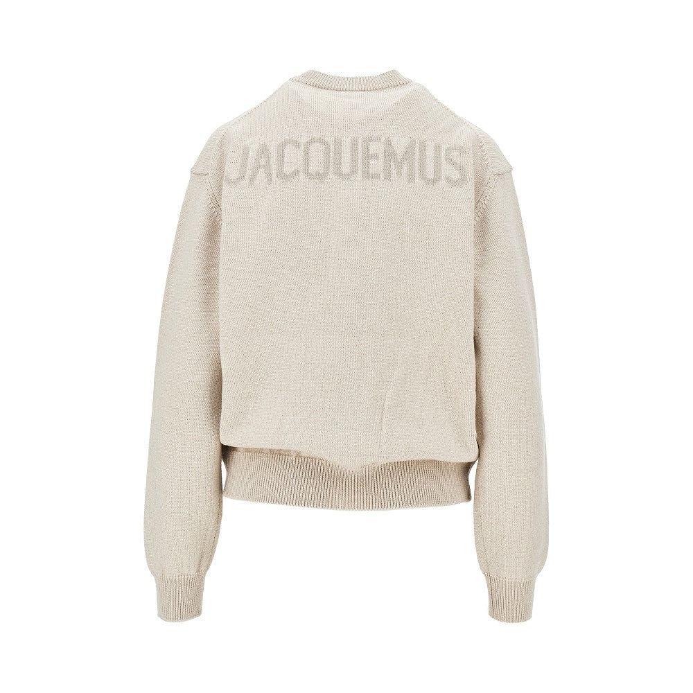 logo intarsia merino wool cardigan