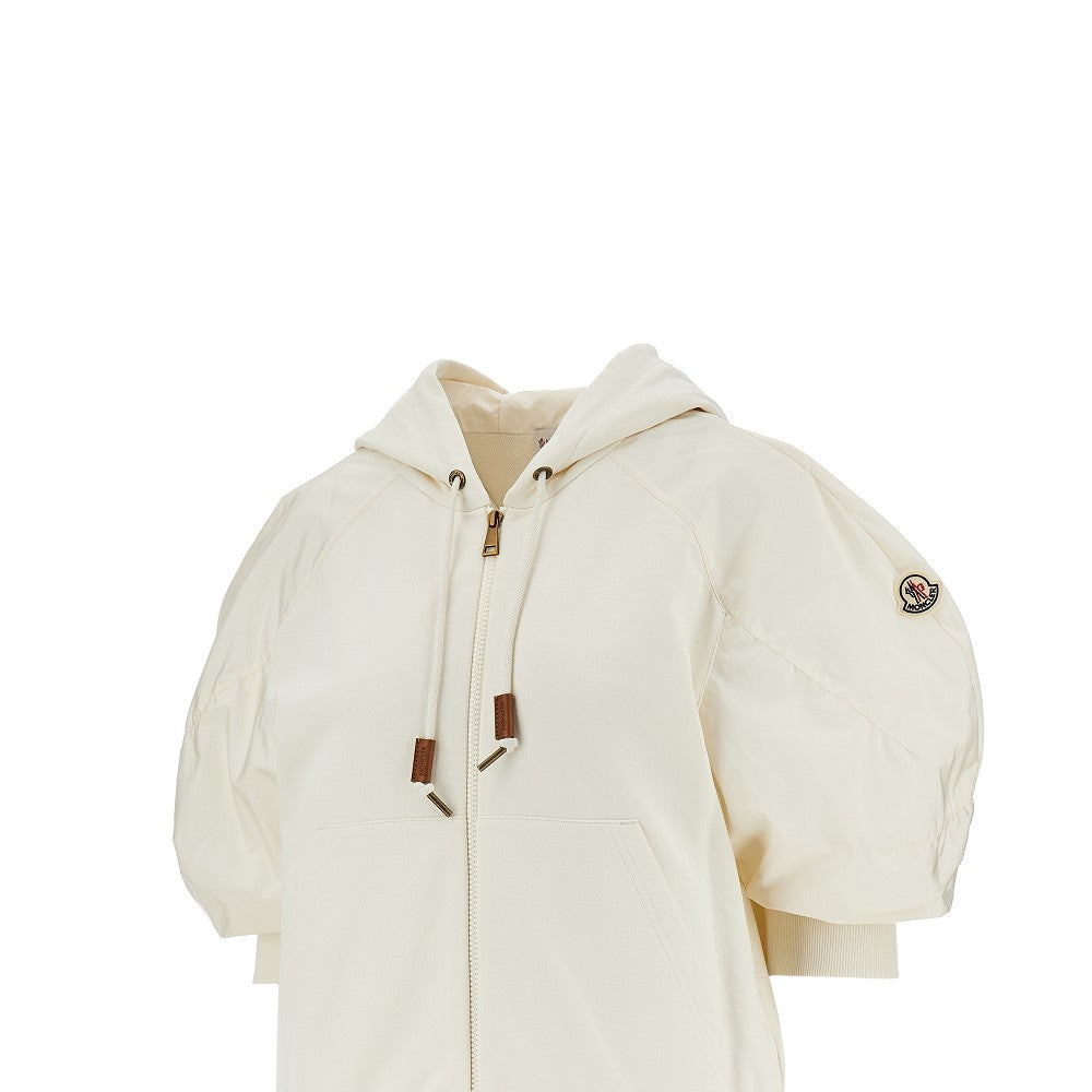 full-zip hoodie with nylon sleeves
