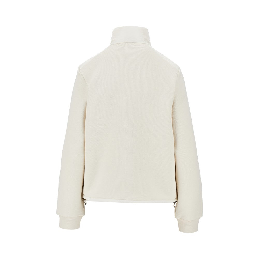 french terry and nylon full-zip jacket