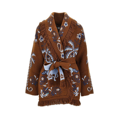 island roots jacquard wool cardigan