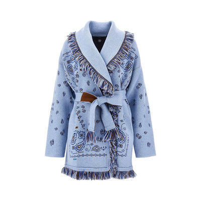 bandana jacquard wool cardigan