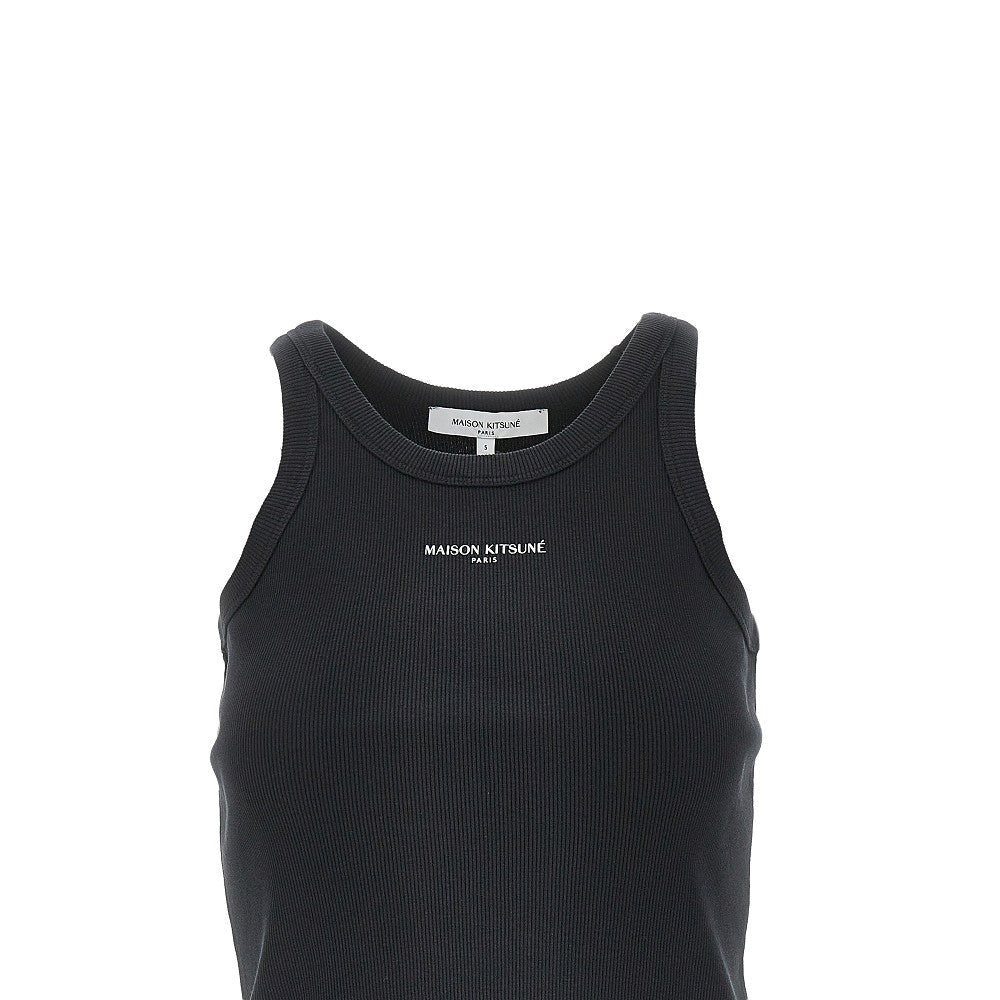 logo print ribbed tank top