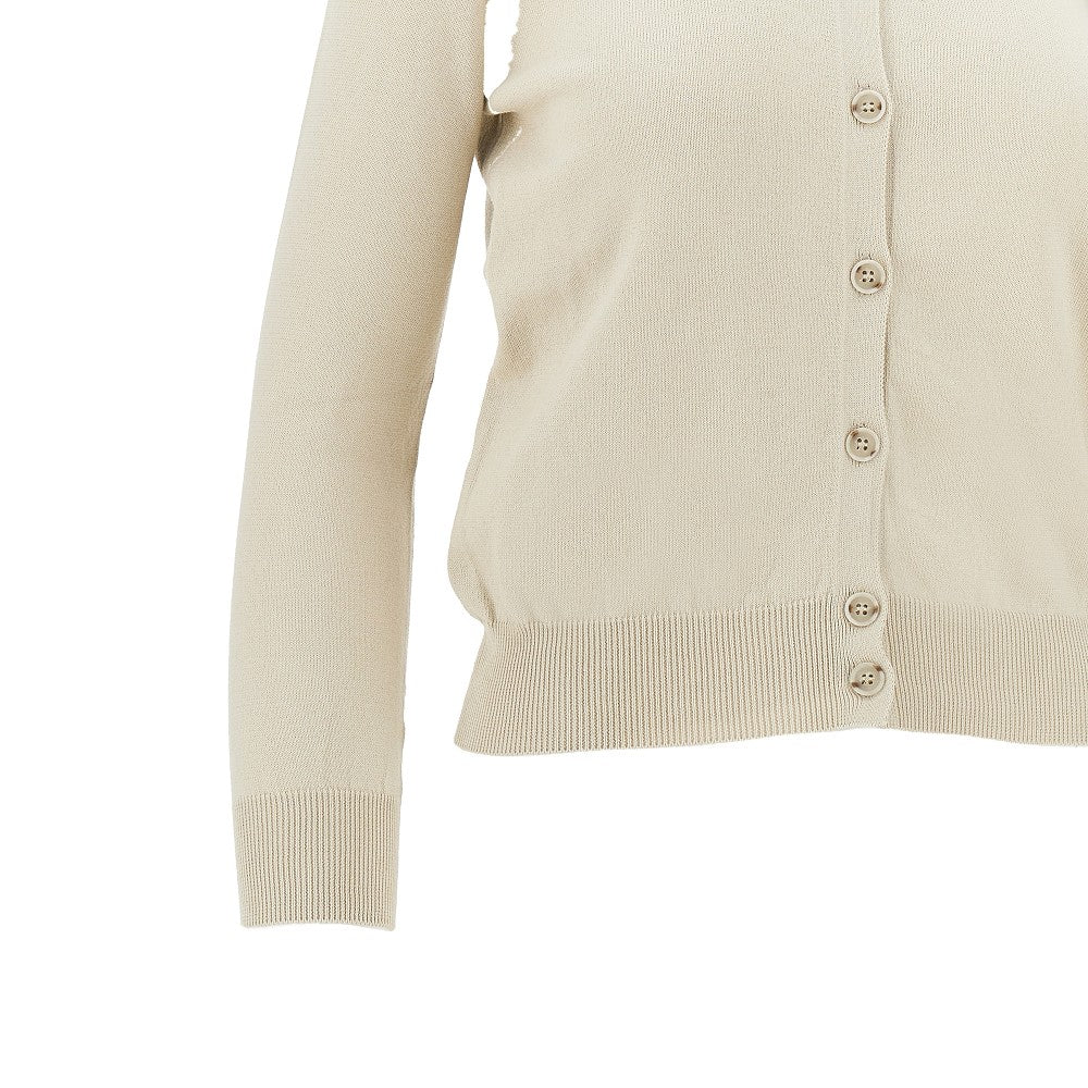 knitted cardigan with mesh inserts