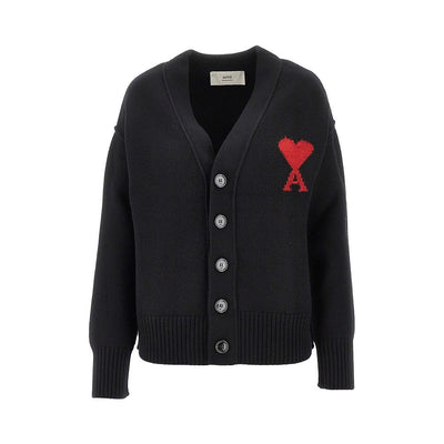 wool cardigan with ami de coeur inlay