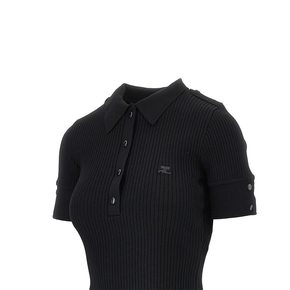ribbed knit polo shirt
