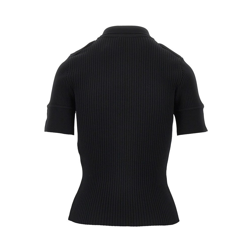 ribbed knit polo shirt