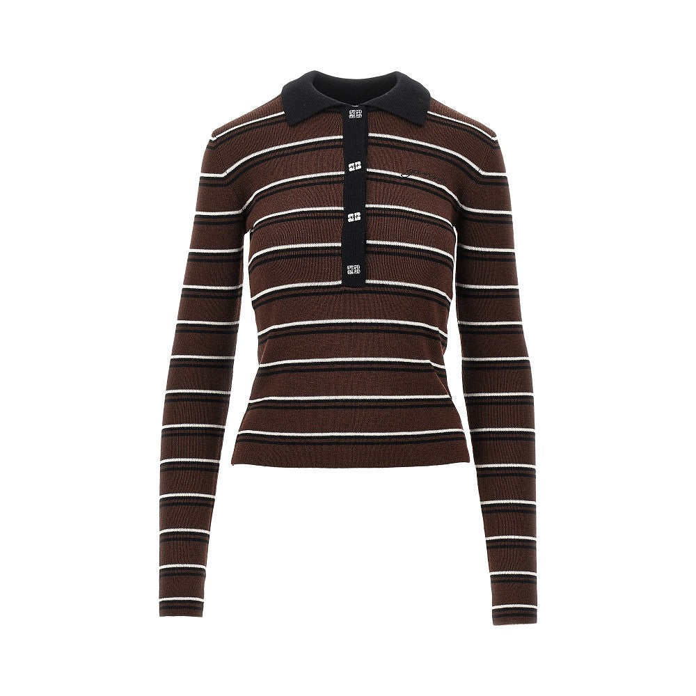 GANNI S knitted polo shirt with striped motif