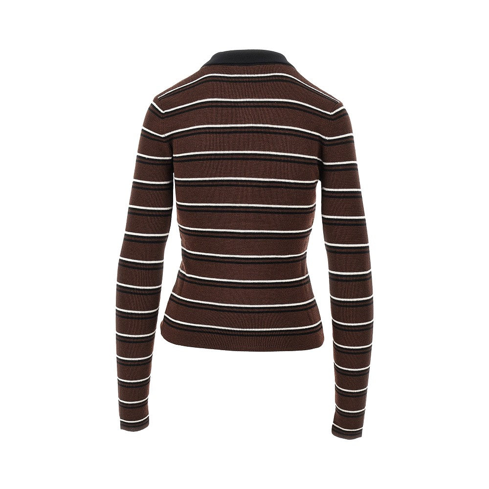 knitted polo shirt with striped motif