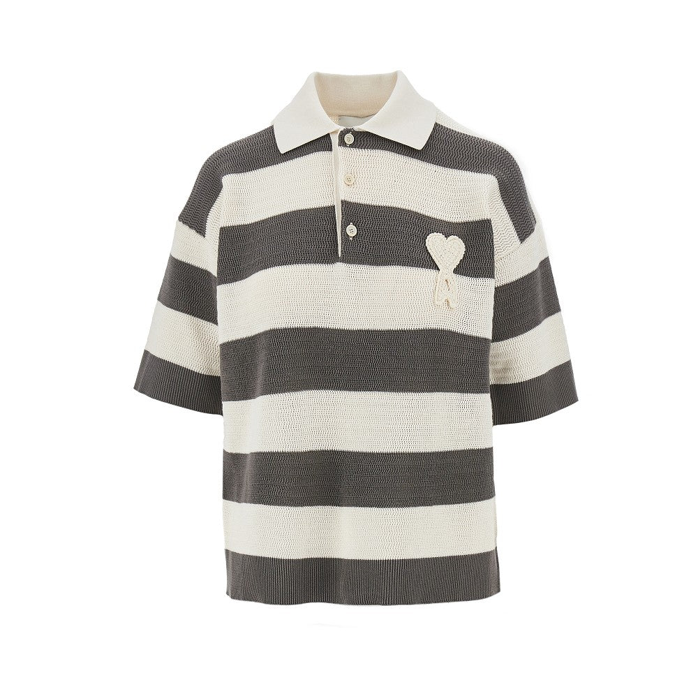ami de coeur patch knitted polo shirt