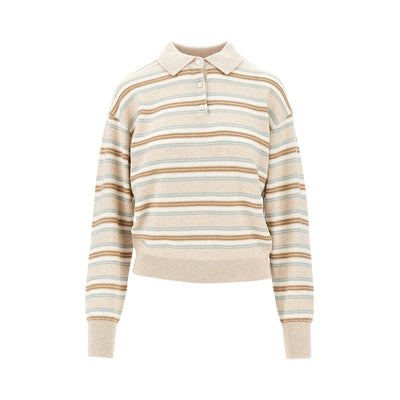 cashmere polo shirt with striped motif