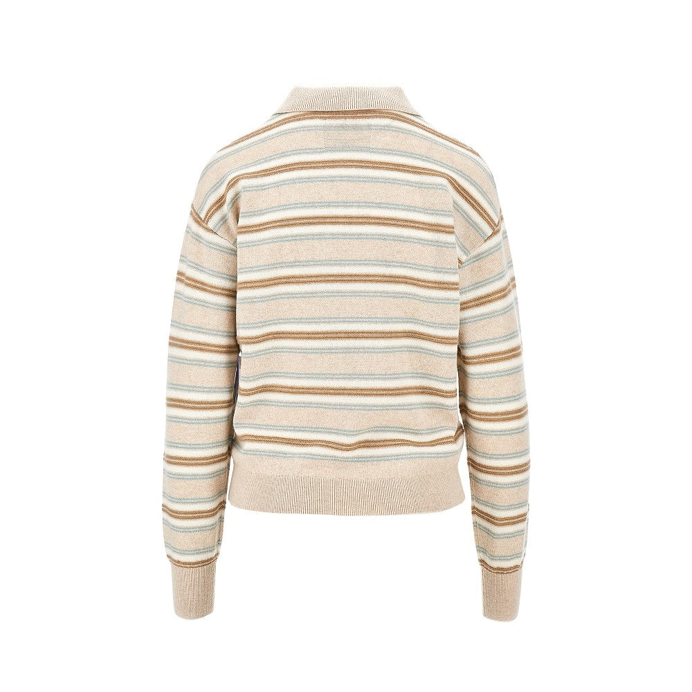 cashmere polo shirt with striped motif