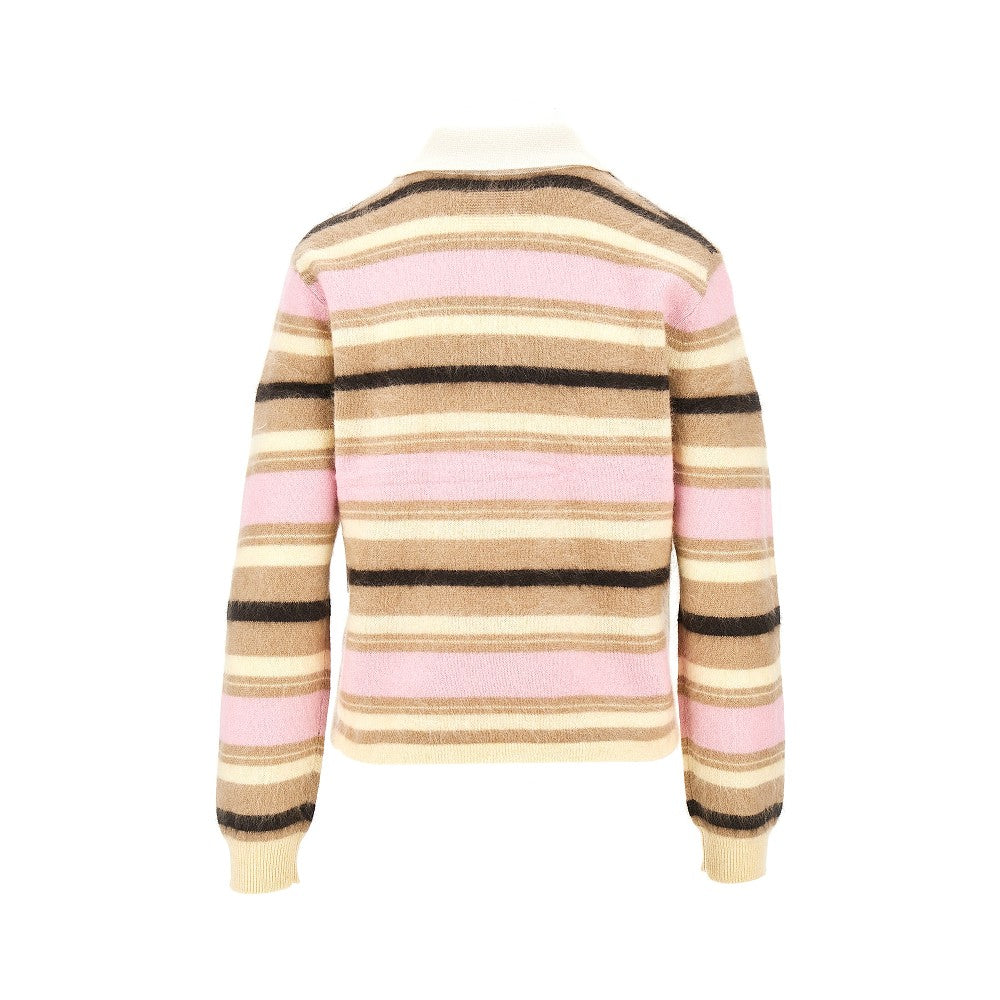 striped cashmere polo shirt