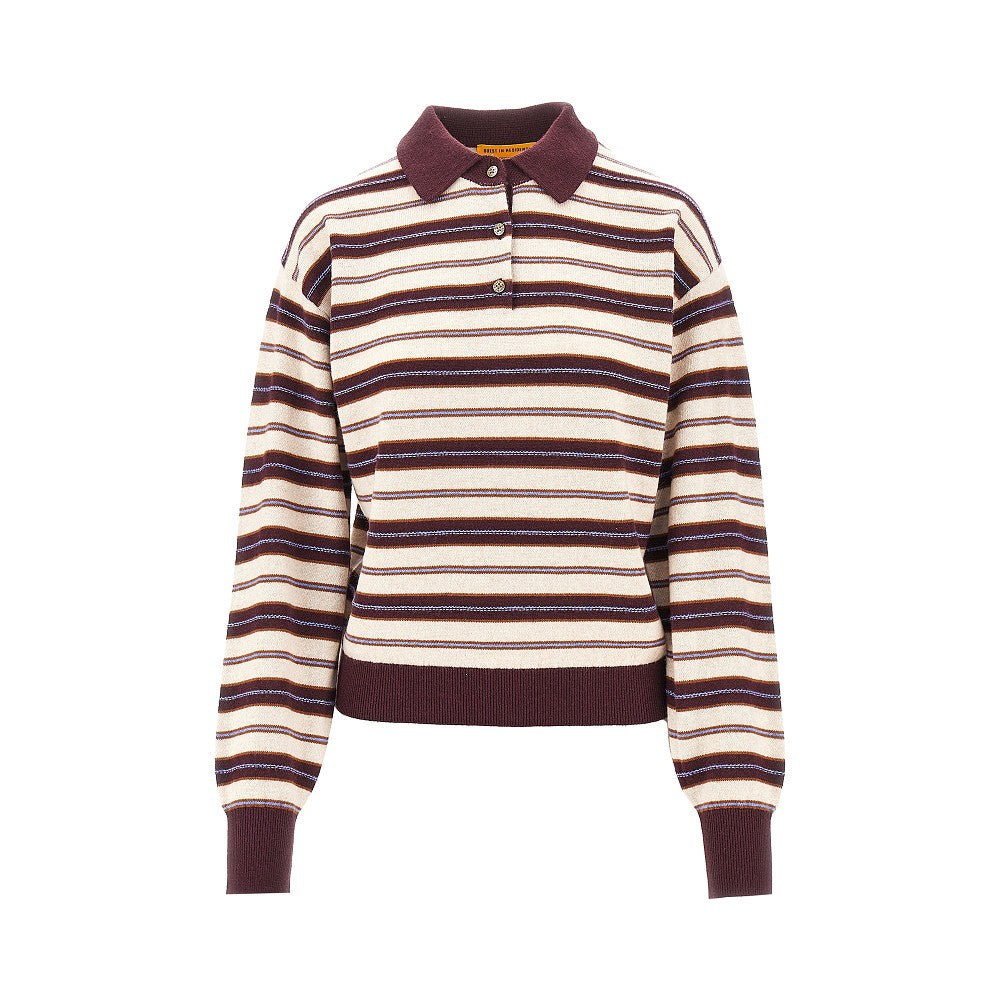 collegiate striped cashmere polo shirt