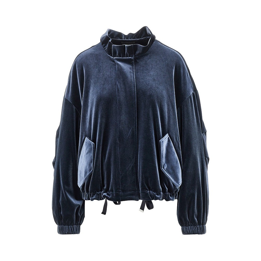 chenille blouson jacket with gathered neck