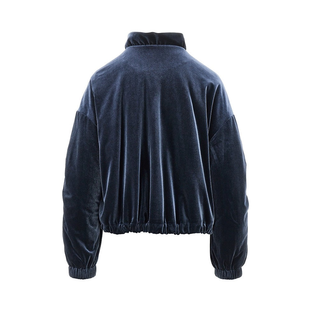 chenille blouson jacket with gathered neck