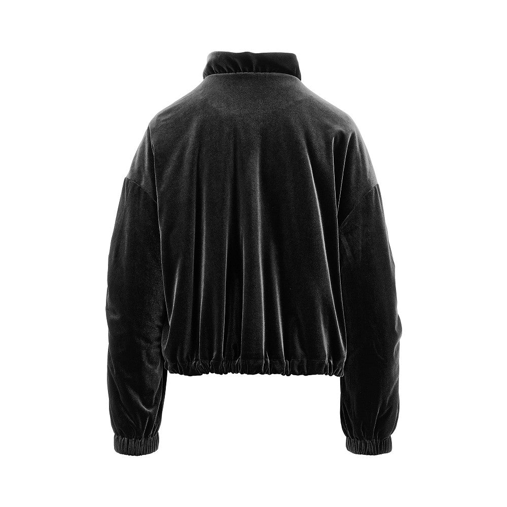 chenille blouson jacket with gathered neck