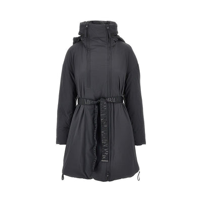 down parka coat with belt