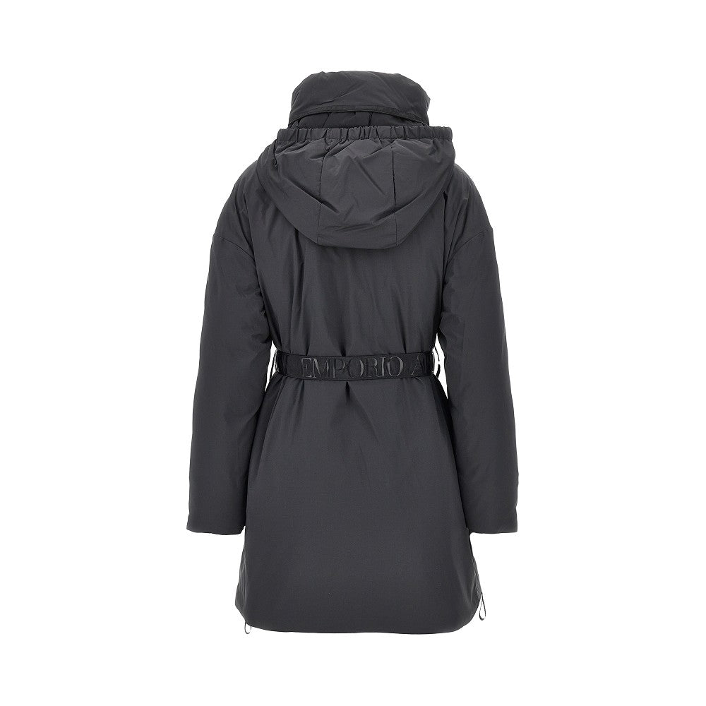 down parka coat with belt