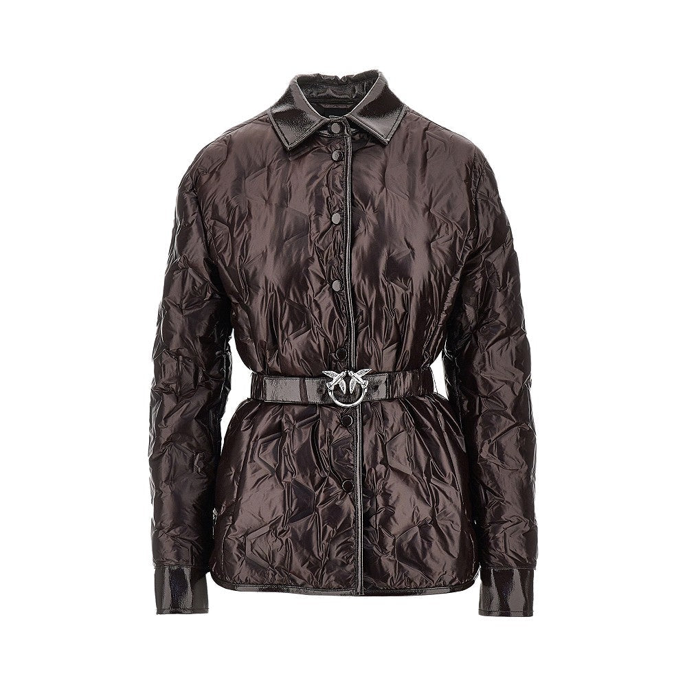 padded nylon jacket with belt