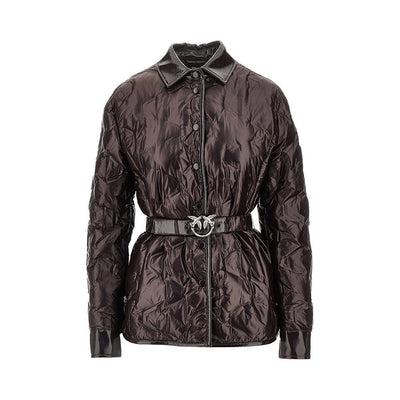 padded nylon jacket with belt
