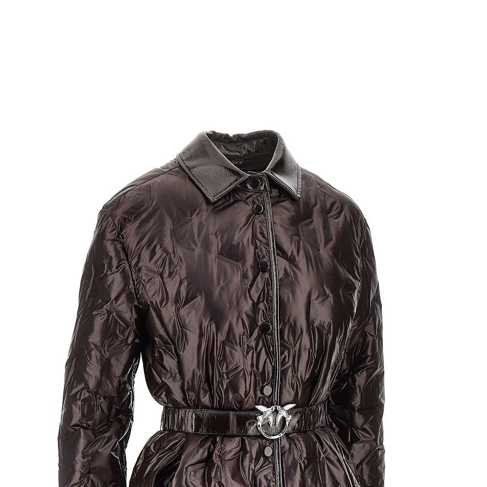 padded nylon jacket with belt