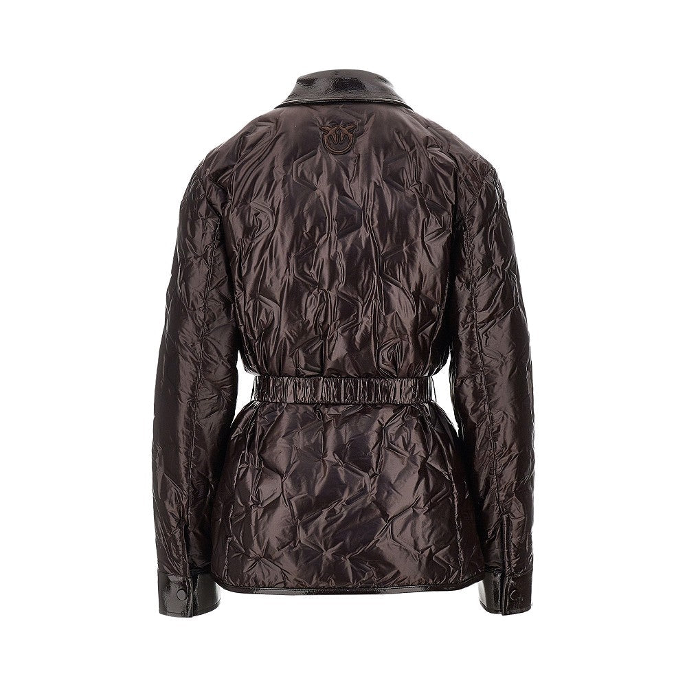 padded nylon jacket with belt